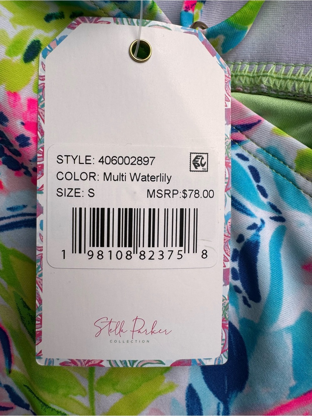 NWT Stella Parker Multi Waterlily Floral Tankini Swimsuit Top S - Picture 2 of 6